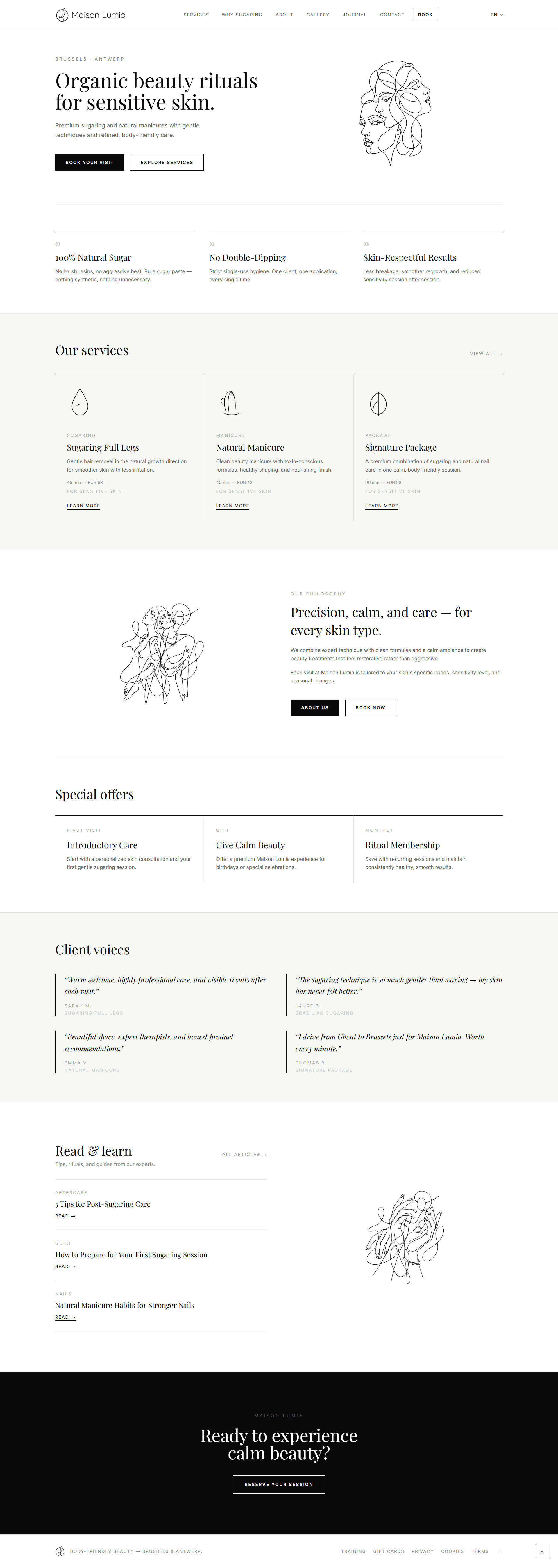 Maison Lumia homepage screenshot
